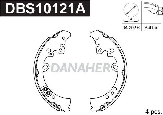 Danaher DBS10121A - Комплект спирачна челюст vvparts.bg