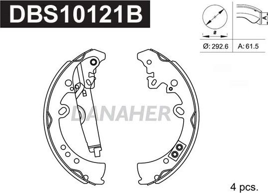 Danaher DBS10121B - Комплект спирачна челюст vvparts.bg