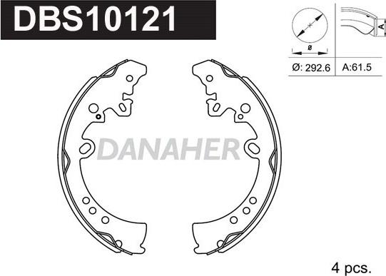 Danaher DBS10121 - Комплект спирачна челюст vvparts.bg