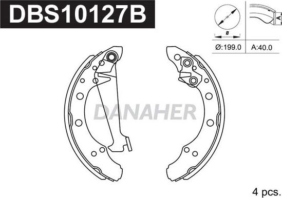 Danaher DBS10127B - Комплект спирачна челюст vvparts.bg