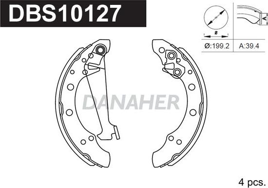 Danaher DBS10127 - Комплект спирачна челюст vvparts.bg