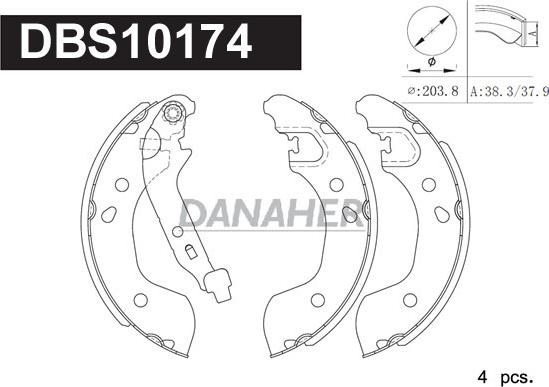 Danaher DBS10174 - Комплект спирачна челюст vvparts.bg