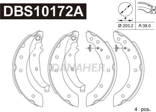 Danaher DBS10172A - Комплект спирачна челюст vvparts.bg