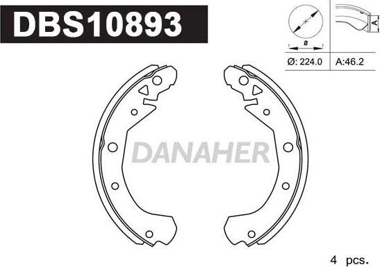 Danaher DBS10893 - Комплект спирачна челюст vvparts.bg