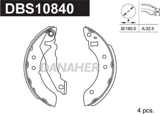 Danaher DBS10840 - Комплект спирачна челюст vvparts.bg