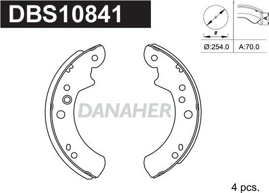 Danaher DBS10841 - Комплект спирачна челюст vvparts.bg