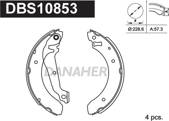 Danaher DBS10853 - Комплект спирачна челюст vvparts.bg