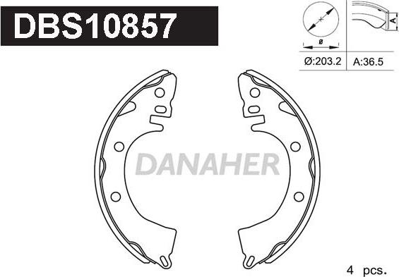 Danaher DBS10857 - Комплект спирачна челюст vvparts.bg