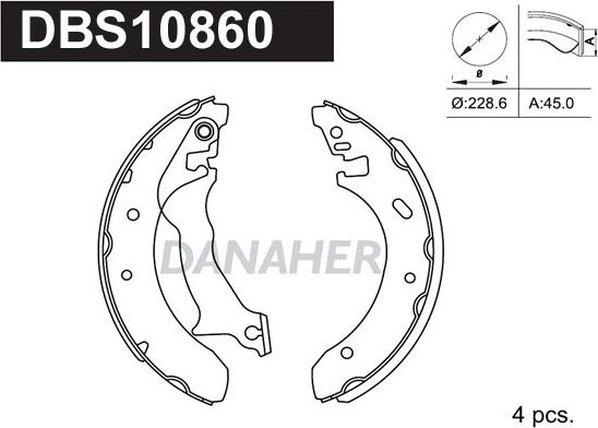 Danaher DBS10860 - Комплект спирачна челюст vvparts.bg