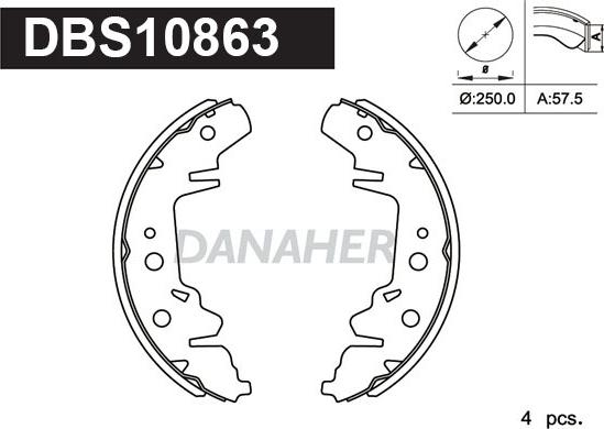 Danaher DBS10863 - Комплект спирачна челюст vvparts.bg