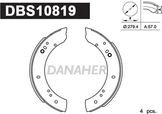 Danaher DBS10819 - Комплект спирачна челюст vvparts.bg