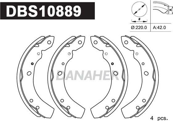 Danaher DBS10889 - Комплект спирачна челюст vvparts.bg