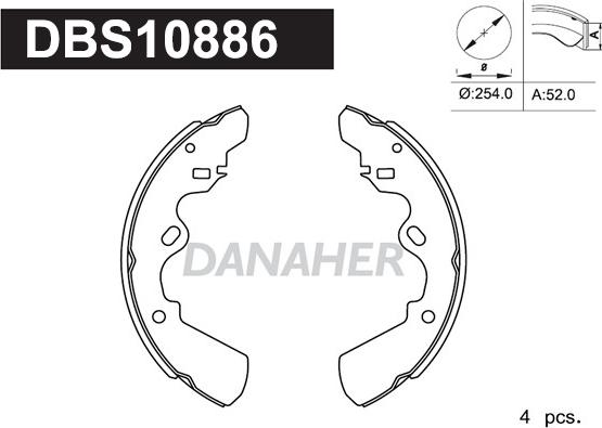 Danaher DBS10886 - Комплект спирачна челюст vvparts.bg