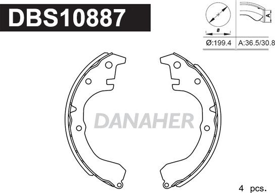 Danaher DBS10887 - Комплект спирачна челюст vvparts.bg