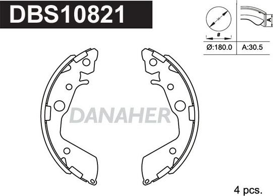 Danaher DBS10821 - Комплект спирачна челюст vvparts.bg
