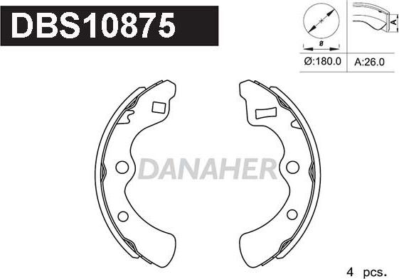 Danaher DBS10875 - Комплект спирачна челюст vvparts.bg