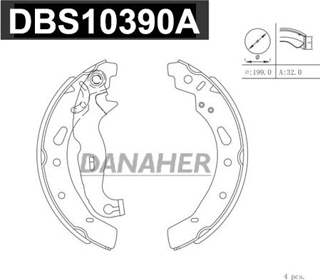 Danaher DBS10390A - Комплект спирачна челюст vvparts.bg