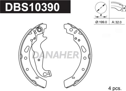 Danaher DBS10390 - Комплект спирачна челюст vvparts.bg