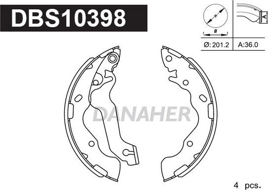 Danaher DBS10398 - Комплект спирачна челюст vvparts.bg