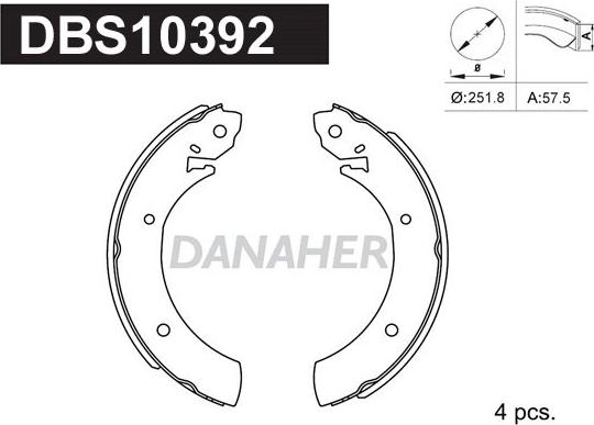 Danaher DBS10392 - Комплект спирачна челюст vvparts.bg