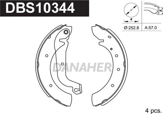 Danaher DBS10344 - Комплект спирачна челюст vvparts.bg