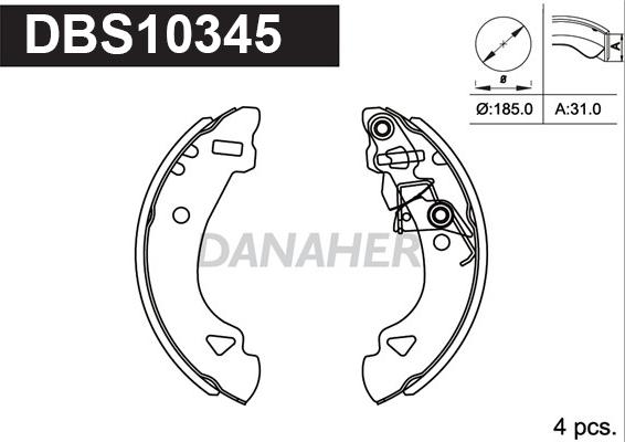 Danaher DBS10345 - Комплект спирачна челюст vvparts.bg