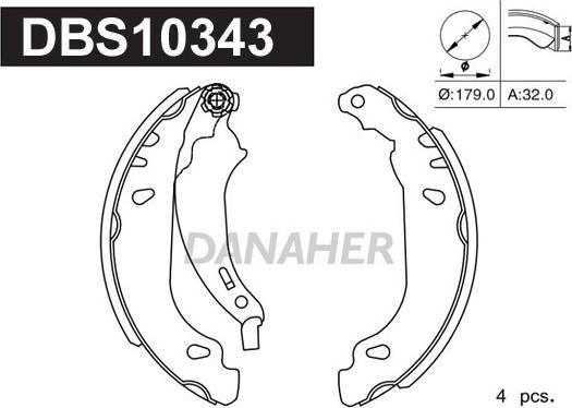 Danaher DBS10343 - Комплект спирачна челюст vvparts.bg