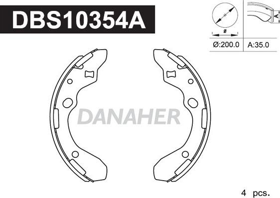 Danaher DBS10354A - Комплект спирачна челюст vvparts.bg