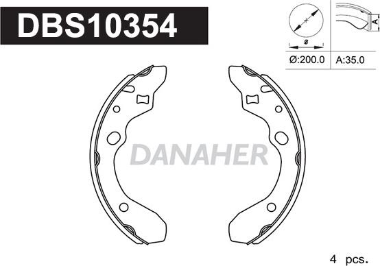 Danaher DBS10354 - Комплект спирачна челюст vvparts.bg