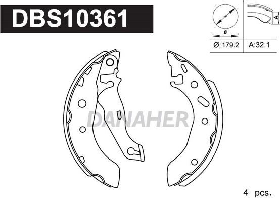 Danaher DBS10361 - Комплект спирачна челюст vvparts.bg