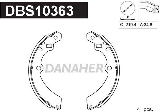 Danaher DBS10363 - Комплект спирачна челюст vvparts.bg
