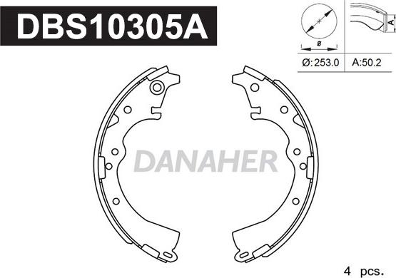 Danaher DBS10305A - Комплект спирачна челюст vvparts.bg