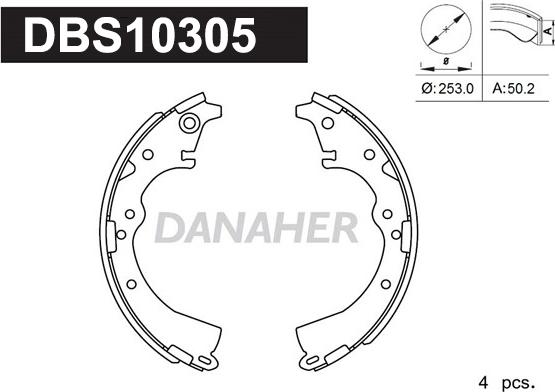 Danaher DBS10305 - Комплект спирачна челюст vvparts.bg