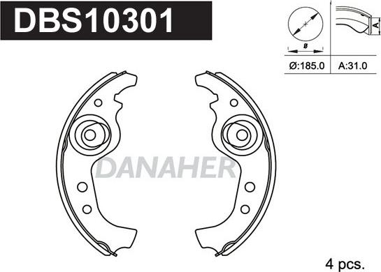 Danaher DBS10301 - Комплект спирачна челюст vvparts.bg