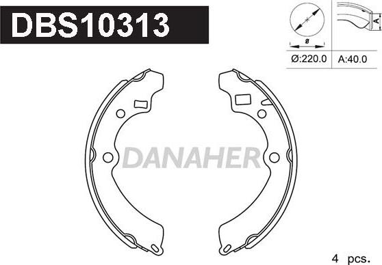 Danaher DBS10313 - Комплект спирачна челюст vvparts.bg