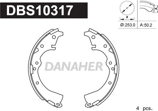 Danaher DBS10317 - Комплект спирачна челюст vvparts.bg