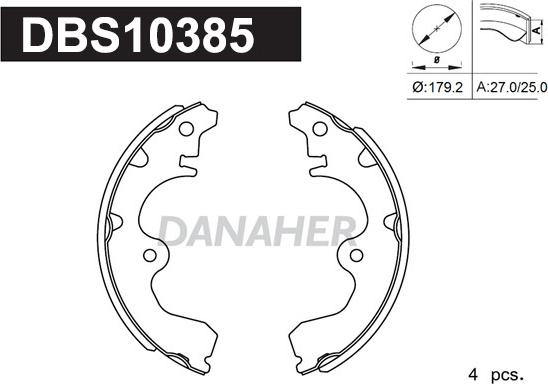 Danaher DBS10385 - Комплект спирачна челюст vvparts.bg