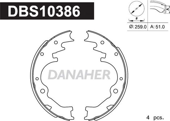 Danaher DBS10386 - Комплект спирачна челюст vvparts.bg