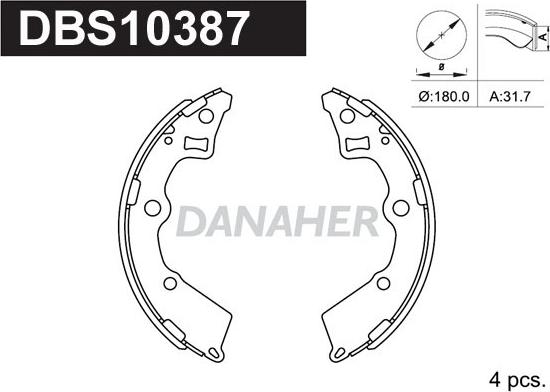 Danaher DBS10387 - Комплект спирачна челюст vvparts.bg