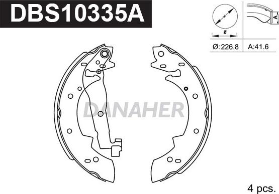 Danaher DBS10335A - Комплект спирачна челюст vvparts.bg