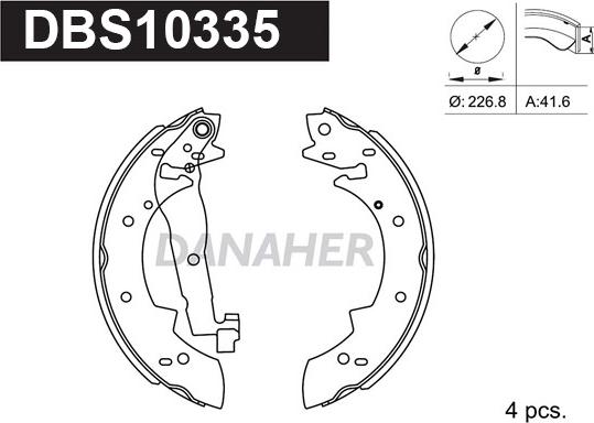 Danaher DBS10335 - Комплект спирачна челюст vvparts.bg
