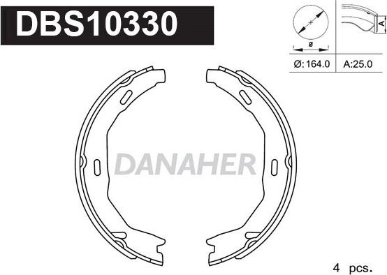 Danaher DBS10330 - Комплект спирачна челюст, ръчна спирачка vvparts.bg