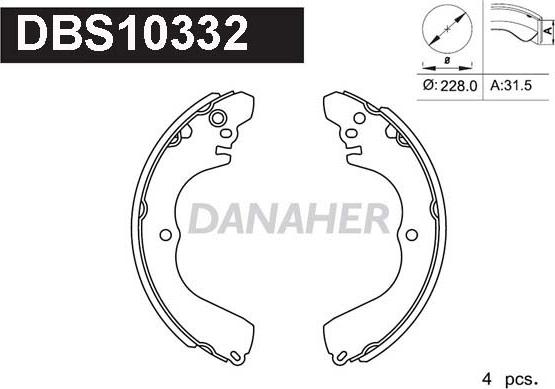 Danaher DBS10332 - Комплект спирачна челюст vvparts.bg