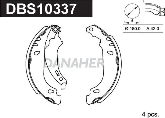 Danaher DBS10337 - Комплект спирачна челюст vvparts.bg