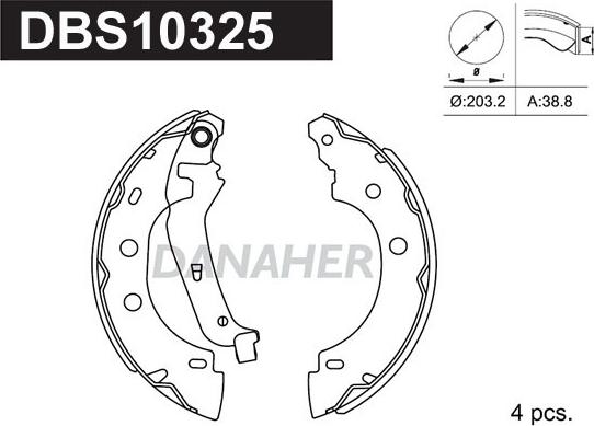 Danaher DBS10325 - Комплект спирачна челюст vvparts.bg