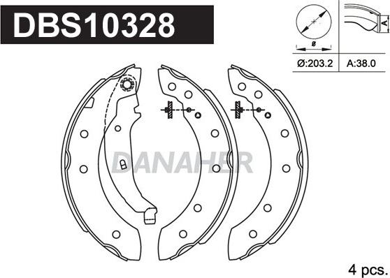 Danaher DBS10328 - Комплект спирачна челюст vvparts.bg