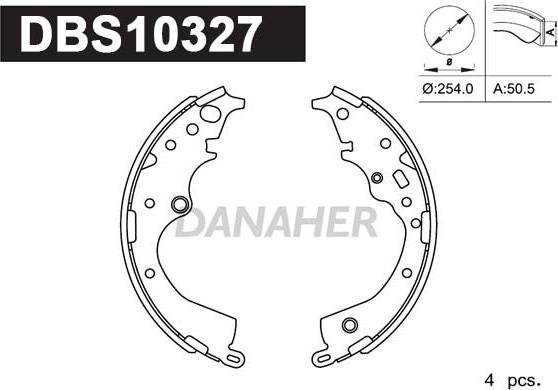 Danaher DBS10327 - Комплект спирачна челюст vvparts.bg