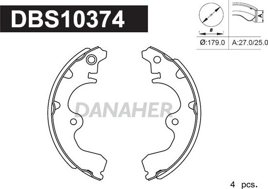 Danaher DBS10374 - Комплект спирачна челюст vvparts.bg