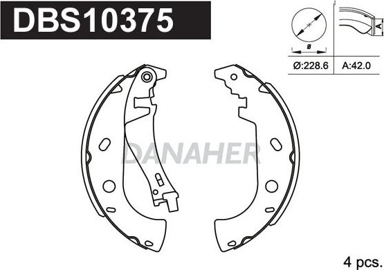 Danaher DBS10375 - Комплект спирачна челюст vvparts.bg