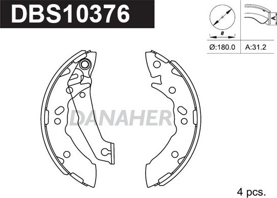 Danaher DBS10376 - Комплект спирачна челюст vvparts.bg